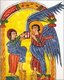 Spain: The Angel gives John a Message for one of the Seven Churches of Asia. From the Escorial Beatus version of the Apocalypse (10th century).