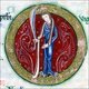 England: Zodiacal symbol for Virgo as represented in the Hunterian Psalter (York, c. 1170).