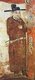 China: A door guardian. Mural in the tomb of Zhang Kuangzheng, Xuanhua, Hebei, Liao Dynasty (1093-1117).